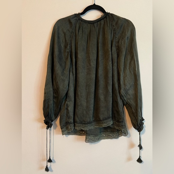 Zadig & Voltaire Theresa Blouse In Army Green - Picture 2 of 3